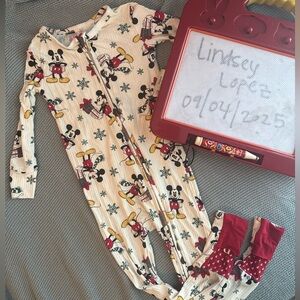 Posh Peanut Mickey Mouse Kids Footie - Cream and Red